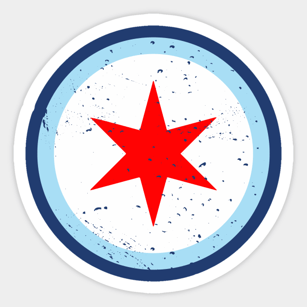 Retro Chicago Illinois City Flag // Vintage Chicago Grunge Emblem Sticker by Now Boarding
